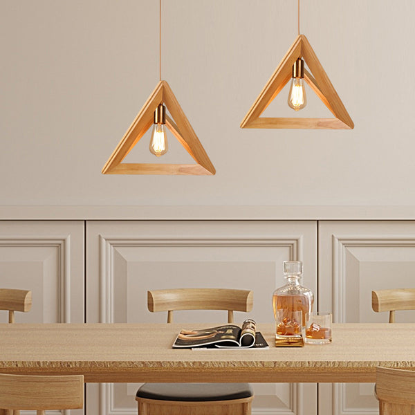 Scandinavian Wooden Frame Geometric Art Minimalist Pendant Light