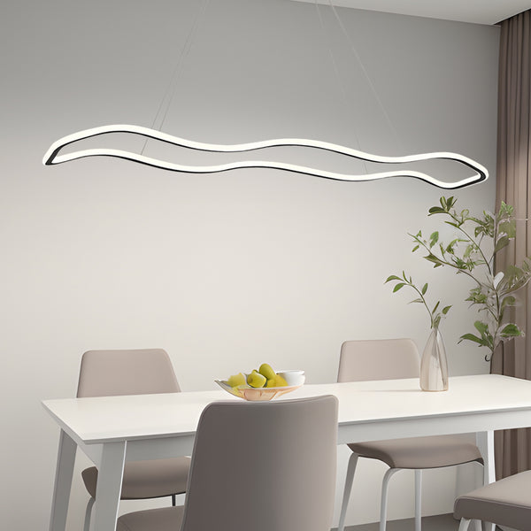 Scandinavian Long Waves Design LED Hanging Ceiling Island Light
