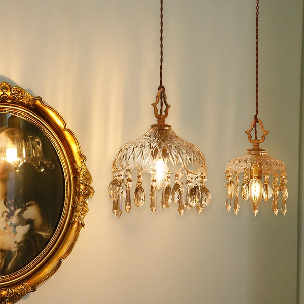 Antique Crystal Glass LED Modern Hanging Pendant Light