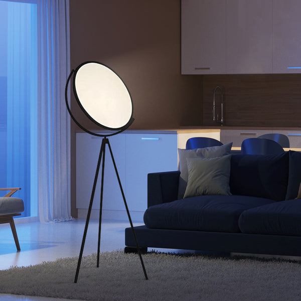 Minimalist Black Round Adjustable LED Tripod Standing Floor Lamp