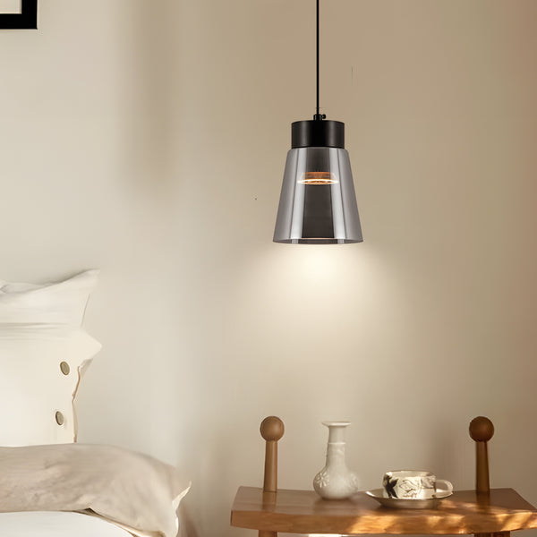 Modern 1-Light Cone Glass Pendant Light COB Hanging Lamp