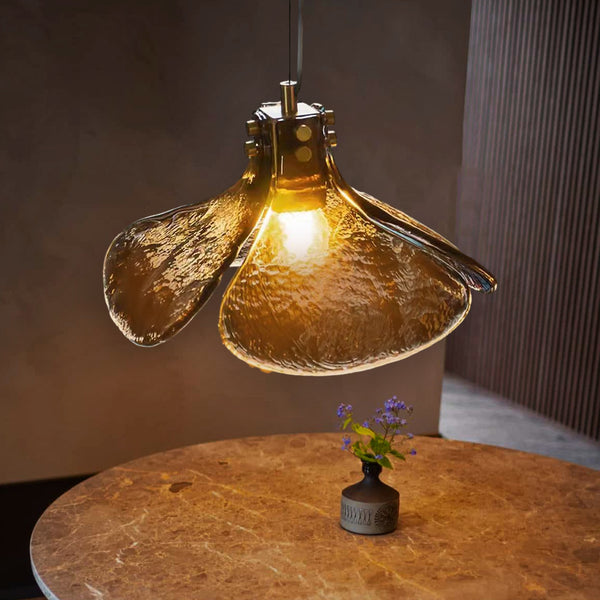 Mid-century 1-Light Glass Pendant Light Dimmable LED Hanging Lamp