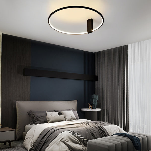 Black Minimalist Modern Round 3 Step Dimming LED Semi-Flush Ceiling Lights