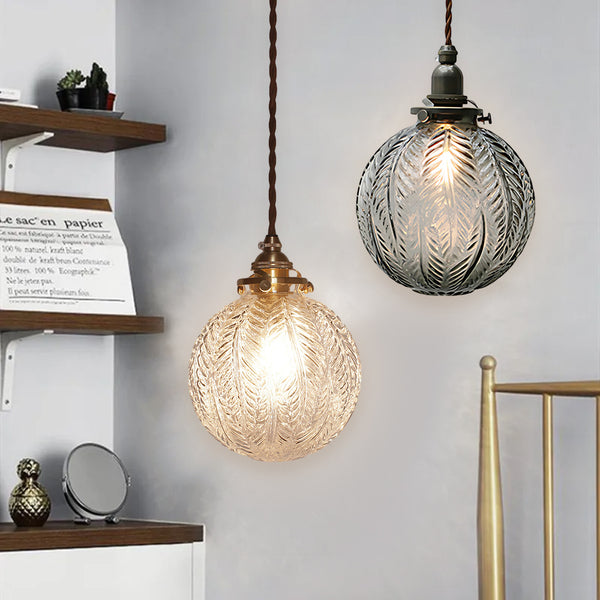 Vintage Luxury Globe Glass Pendant Light LED Dimmable Hanging Lamps for Bedroom