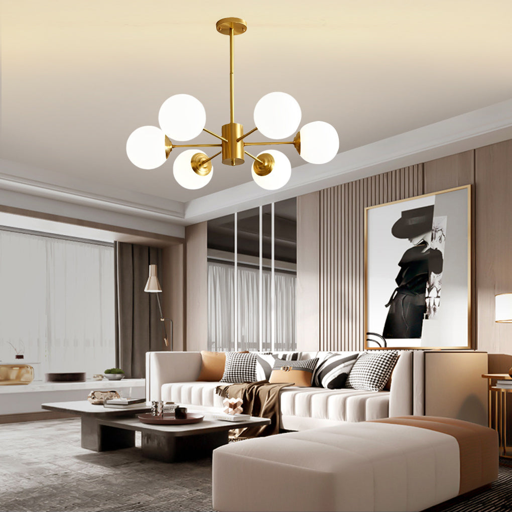 Modern Gold Sputnik Chandelier in the Living Room