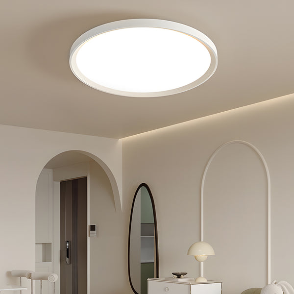 White Modern Round Shape Flush Ceiling Light With Acrylic Shade