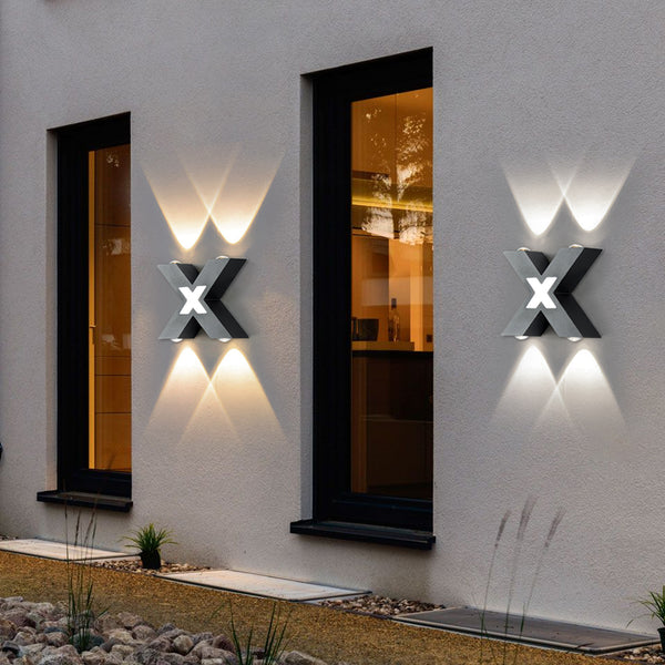 IP65 X Shape Waterproof LED Black Modern Outdoor Wall Light