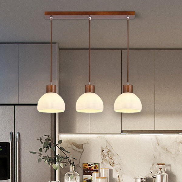 Vintage Wooden Kitchen Island Light LED  3-Light  Pendant Lamp For Dining Room