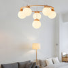 Globe Glass 3-step Dimming Wooden Chandelier