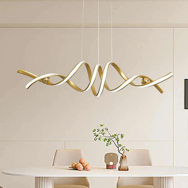 Wave Strip Twisted Creative Dimming LED Hanging Island Light
