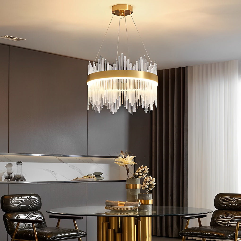 Modern Gold crystal chandelier in the Living Room