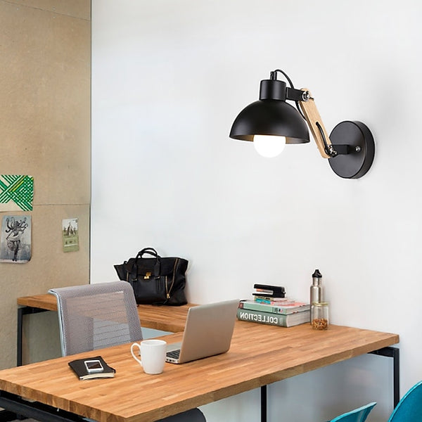 LED Swing Arm Lights Wooden Wall Light for Home Office