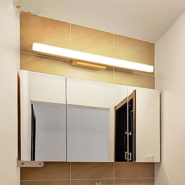 Scandinavian LED Mirror Solid Wooden Bathroom Wall Vanity Light