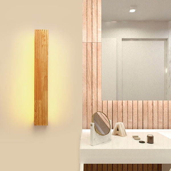 LED Scandinavian Long Wooden Wall Light For Hallway