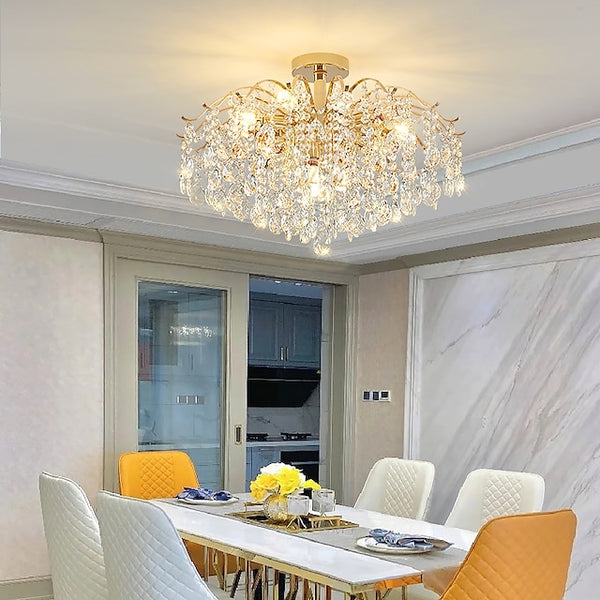 Modern Luxury LED Gold Crystal Chandelier