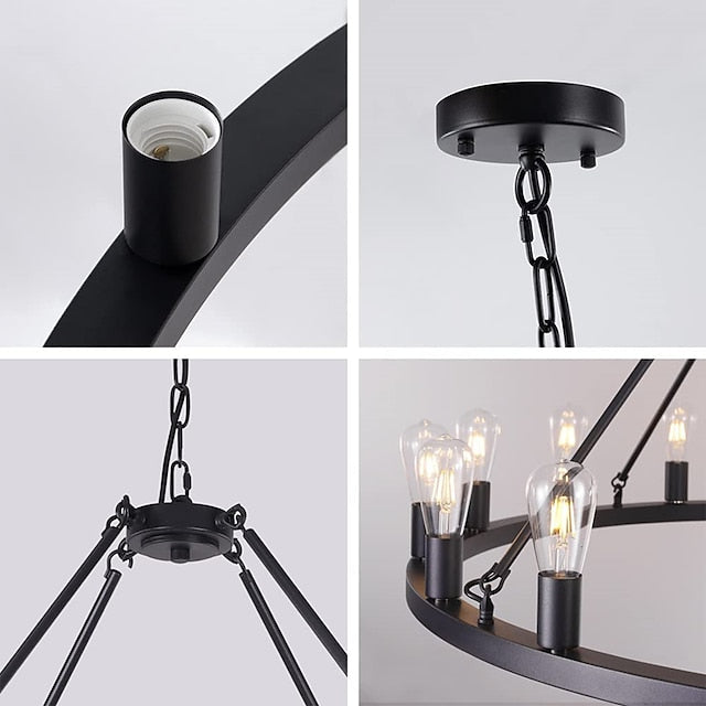 Rustic Suspended Large Round 20-Bulb Chandelier – Dazuma Rustic Suspended Large Round 20-Bulb Chandelier – Dazuma